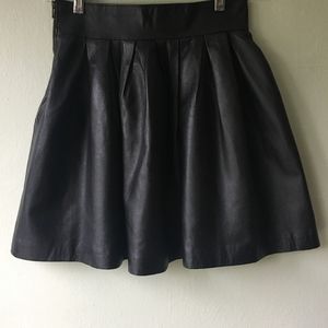 Custom Made Black Leather Skater Mini Skirt